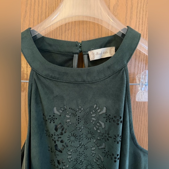 ALTAR’D STATE Micro Suede High Neck Sleeveless Olive Forest Green Blouse Top L - Picture 2 of 8